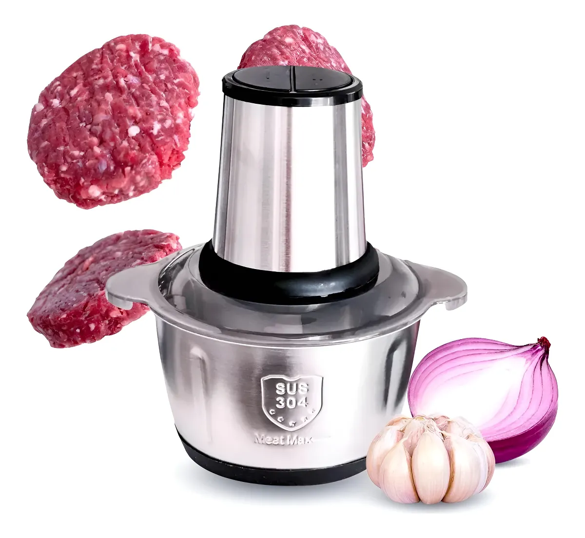 Processador De Alimentos Elétrico 850w Moedor De Carnes Inox
